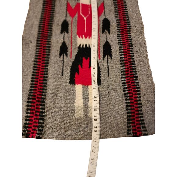 Native American Southwest Style Yei Wool Rug Handwoven Wall Hang Textile 31x15 - Picture 3 of 16
